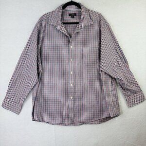 Club Room Shirt Mens XXL Regular Fit Plaid Long Sleeve Logo Collar Button Down